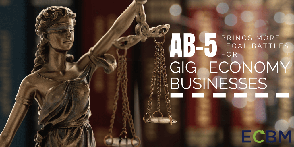 AB-5 Brings More Legal Battles For Gig Economy Businesses image with justice statue